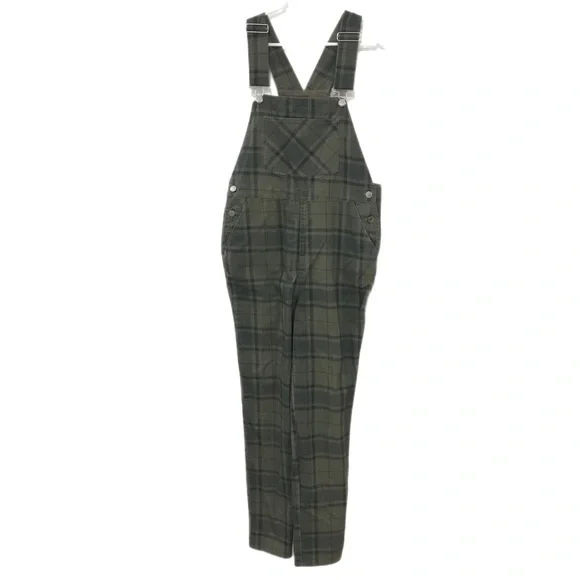 WeWoreWhat Olive Green Black Plaid Basic Overalls - Picture 2 of 10